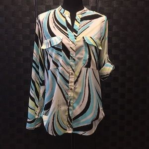 Calvin Klein Women’s S V-Neck Button Up Long Sleeve